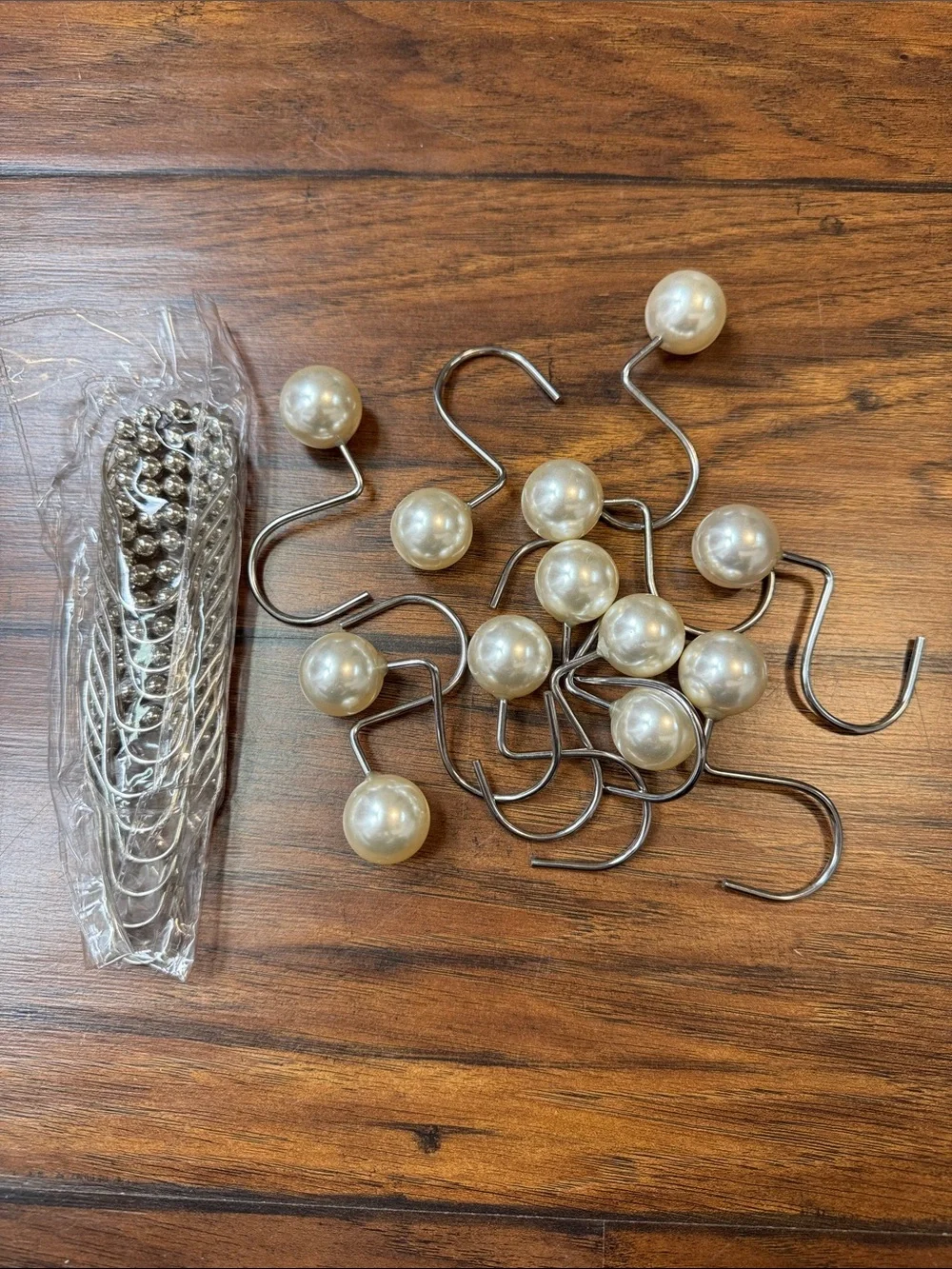 Assorted Decorative Curtain Hooks Pearl Silver Metal Drapery Rings Mixed Lot